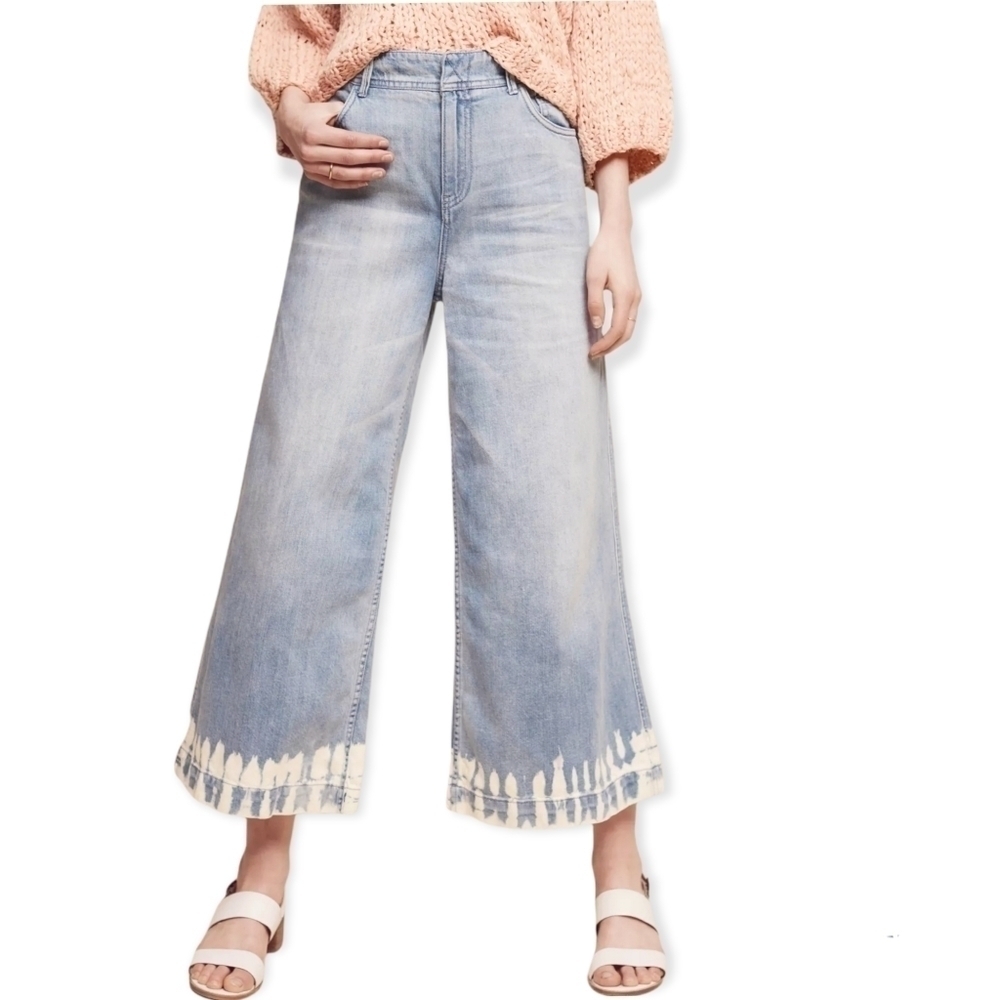 Pilcro and the Letterpress ultra high rise bleached hem Wide Leg cropped Jeans